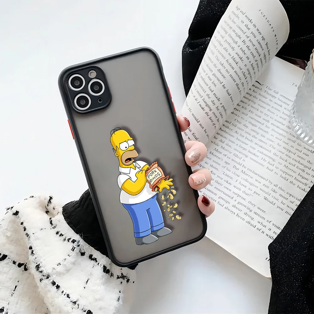 Cartoon Cute The s-Simpsons Matte Transparent Phone Case Cover