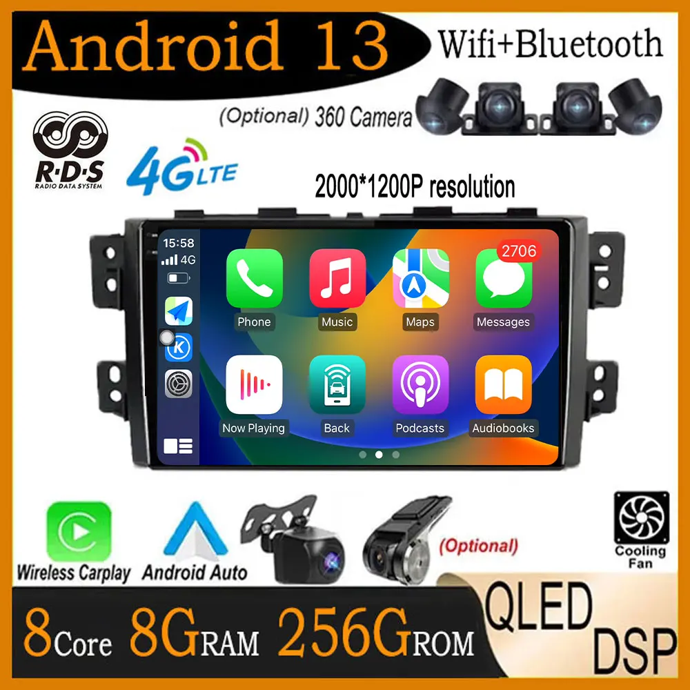 

9 дюймов DSP GPS Android 13 для Kia Borrego mohas 2008-2012 Автомагнитола видеоплеер Мультимедиа GPS Навигация стерео Авто