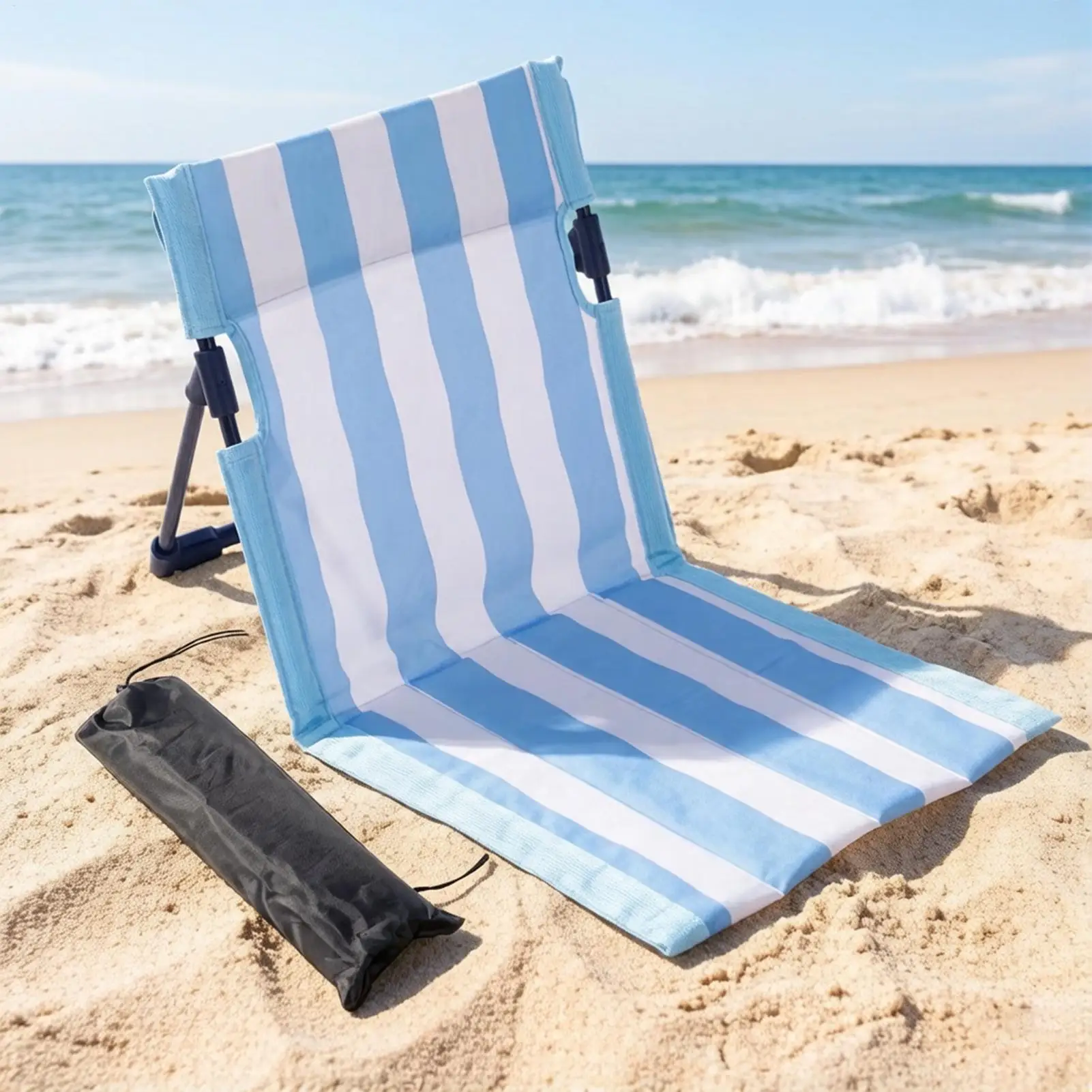 Sedia a sdraio pieghevole a righe con supporto lombare per spiaggia, campeggio, patio, piscina, giardino - immagine 5
