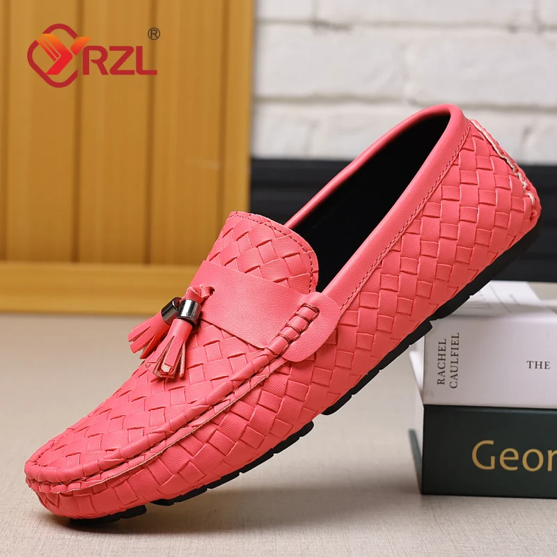 YRZL Leather Loafers Mens Driving Shoes Slip on Shoes Men High Quality Comfortable Big Size Man Classic Casual Mens Loafers