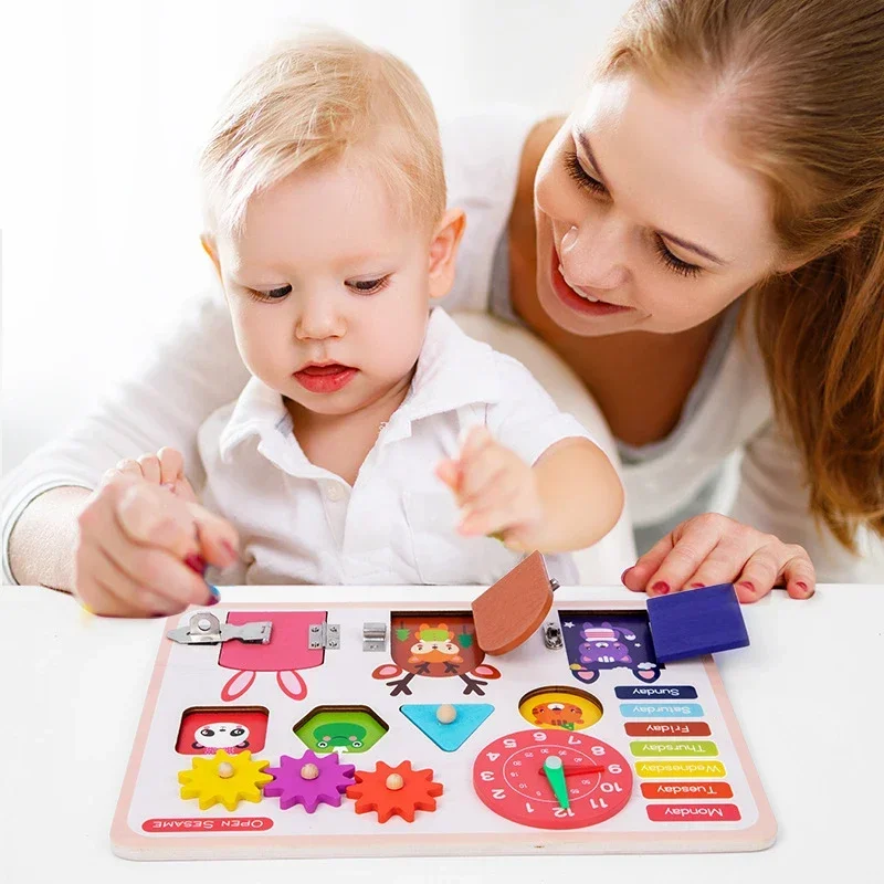 Kid Busy Board Montessori Unlock Light Plug Socket Toy Sensory Board for Toddlers Busyboard Intelligence Development Educational