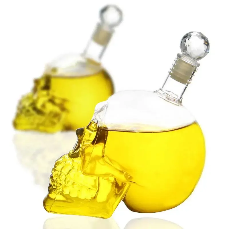 Description Picture 6 of item350-1000ml Creative Skull Glass Wine Bottle Whisky Wine Crystal Cup Transparent Drinking Drinkware Personality Bar Set Tool Gift