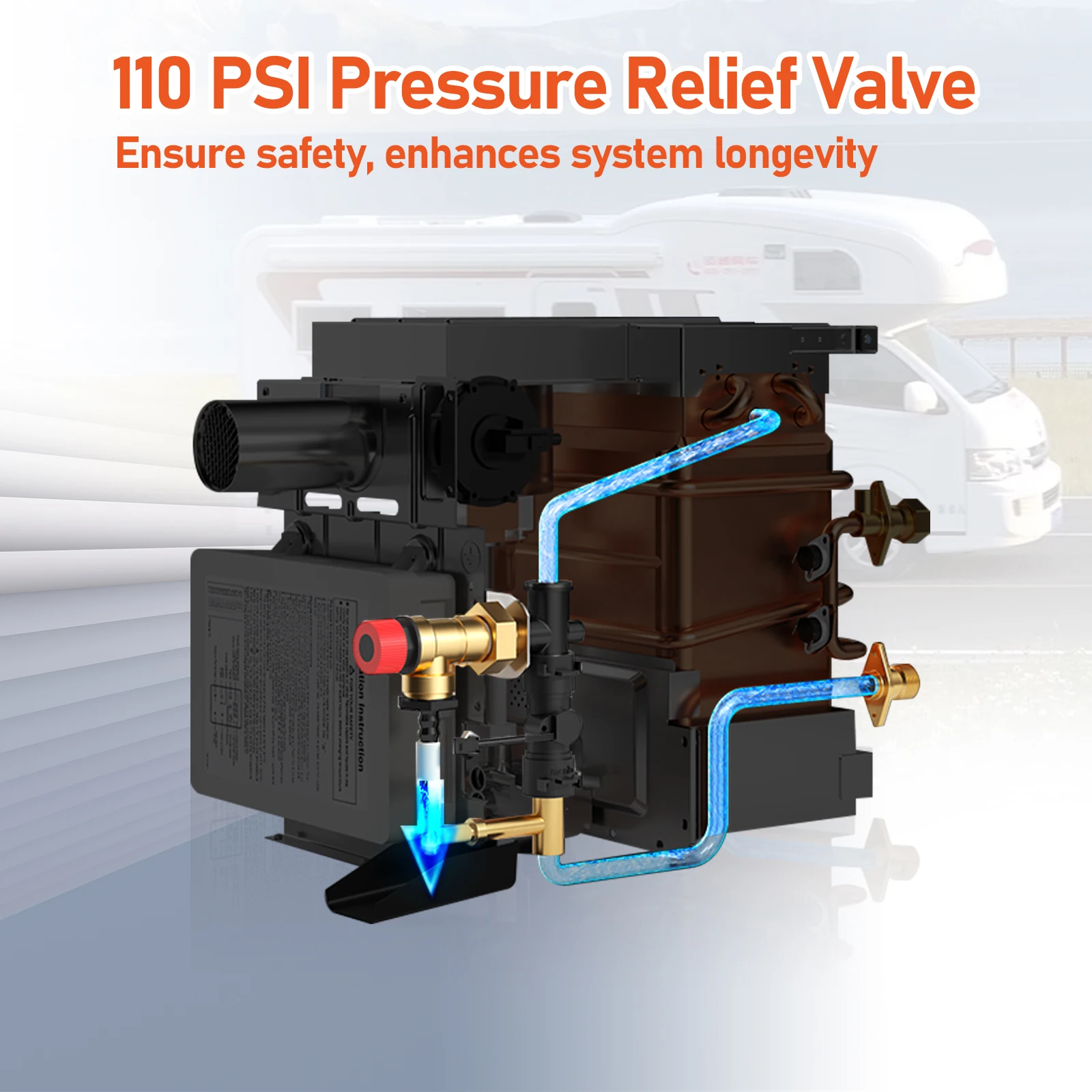 RV Tankless Water Heater Propane Upgraded 55K BTU RV On Demand Water Heater with Remote DC Instant Camper Hot Gas