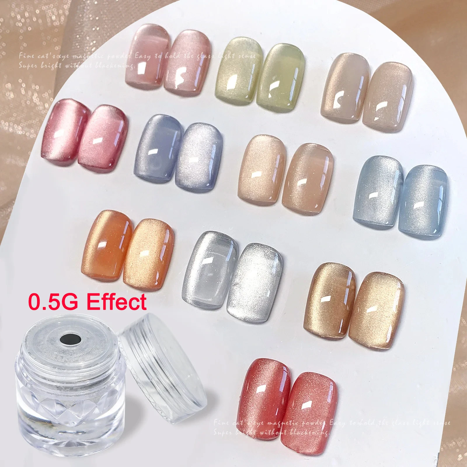 Nail Pigment Upgrade Velvet Cat Eye Magnetic Powder Porcelain White 9D Effect Matching Any Colors DIY Nail Art Decoration Chrome Pigment