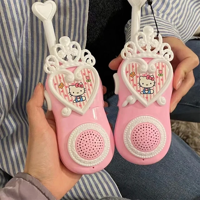 2Pcs Sanrio Hello Kitty Walkie Talkie Mini Toys: A Kawaii High-Value Handheld Wireless Portable for Family Friend Interaction Gifts