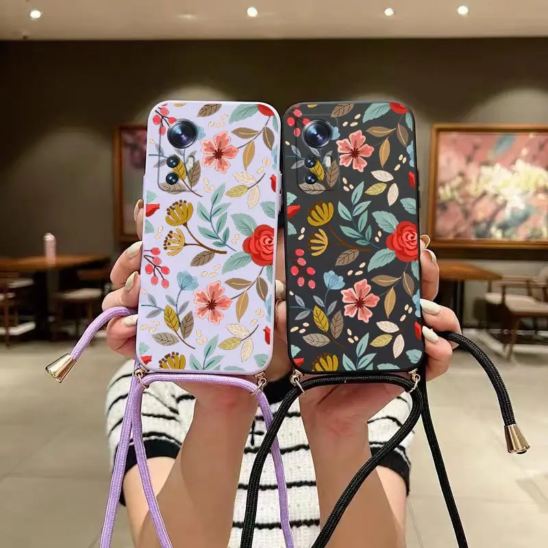 Five Petals Flower Crossbody Lanyard Silicone Phone Case Cover