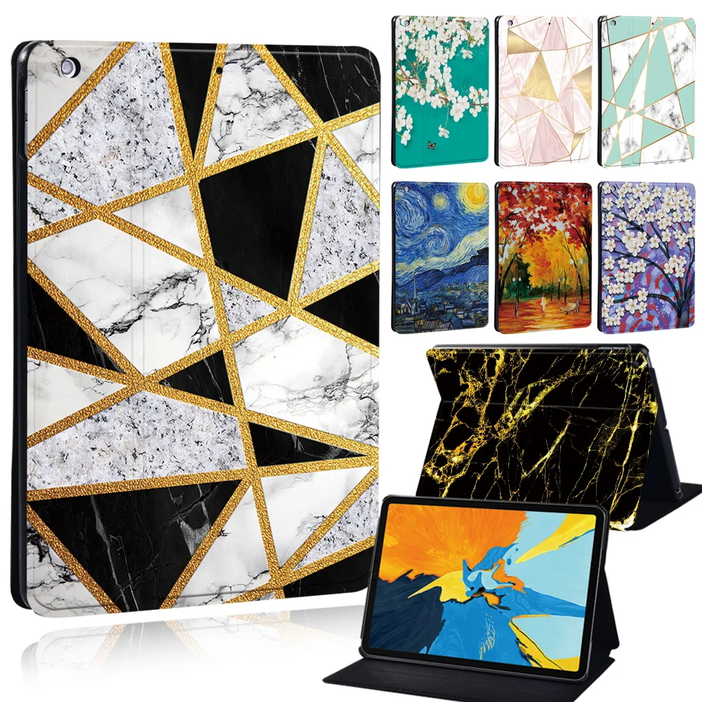 Custodia Per Tablet Per Lenovo Tab M10/Tab M10 Plus/Tab E10 /M10 2Nd Anti-Fall Funda Geometry & Flag & Paint Series Cover Stand + Stilo