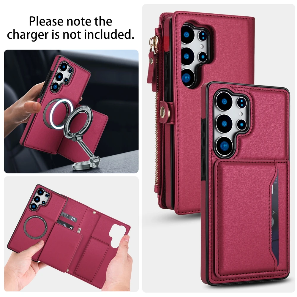 Premium 2-in-1 Lanyard Zipper Leather Wallet Phone Case and Purse Cover