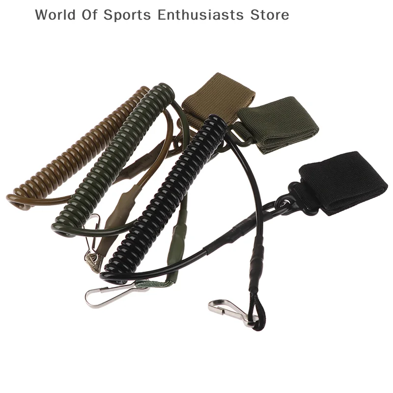 1 Pc 55cm Nylon And Plastic Tactical Pistol Lanyard Sling Hand Gun Elastic Secure Spring With Magic Belt