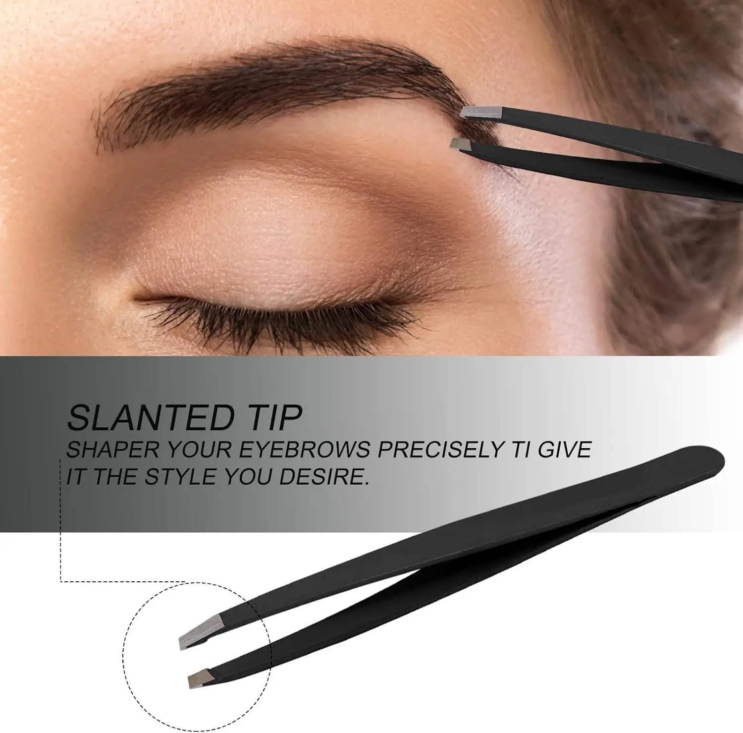 1/2/4PCS 스테인레스 스틸 블랙 슬랜트 팁 핀셋 눈썹 트리머 (내향성 모발, 코털, 얼굴 털, 블랙헤드, 진드기 제거용)