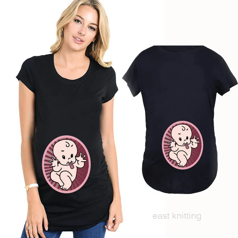 

Summer Pregnancy Tshirt Size S-3XL Maternity Cute Baby Print O-Neck Short Sleeve T-Shirts Women Pregnant Clothes Funny Tops Tees
