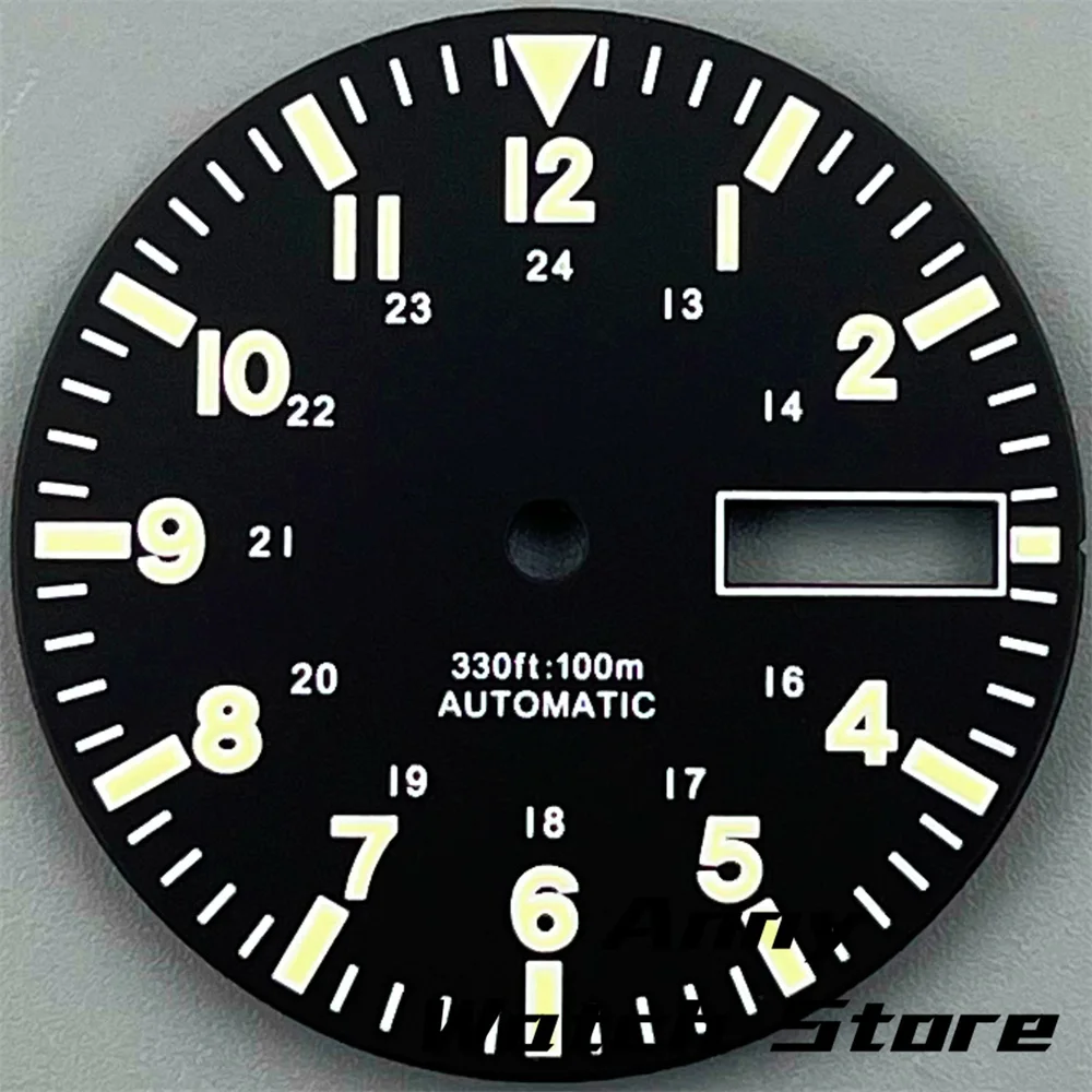 Green Luminous Dual Date Watch Dial with Hands Set