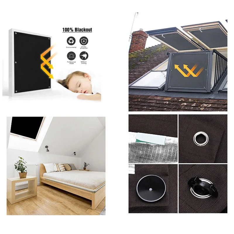 Blackout Curtains Portable Waterproof Sunshade Window Shades Punch Free Full Shading Heat Insulation Drapes Home Travel Curtains 6