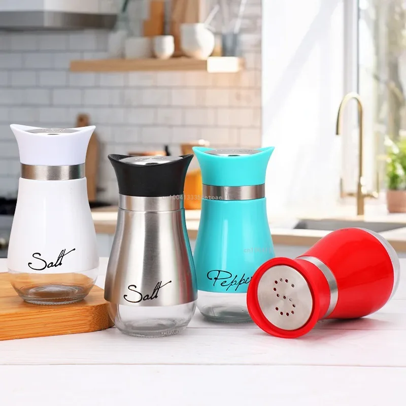1pcs Seasoning Shaker Glass Bottles Spices Storage Barbecue Condiment Jar Salt Pepper Boxes for Kitchen Gadget Tools Organizer seasoning jar,salt shaker,spices bottle,salt pepper shakers