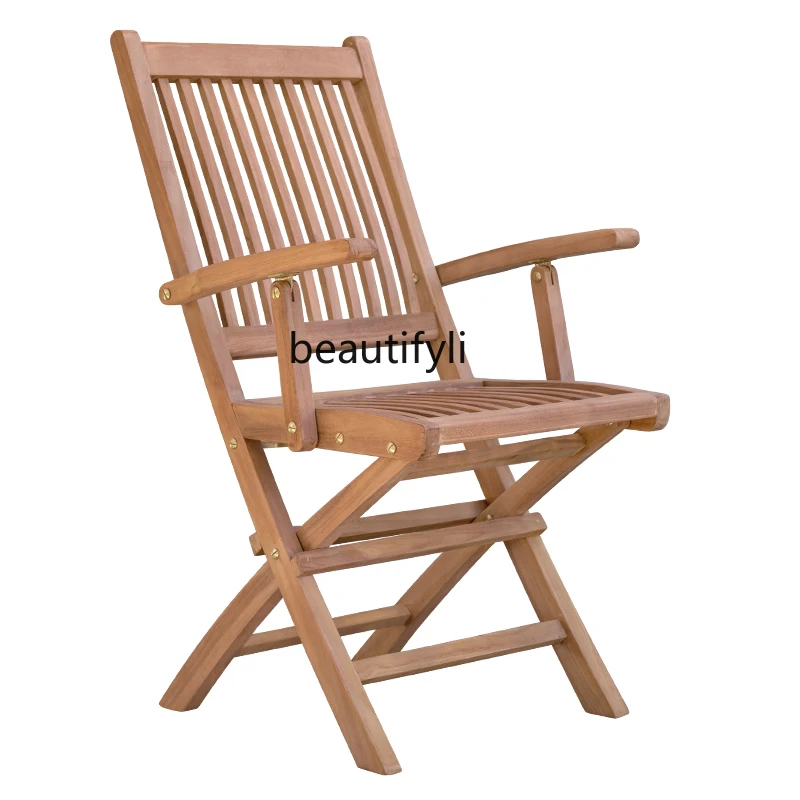 

Outdoor Solid Wood Chair Teak Leisure Foldable Backrest Chair Hotel Homestay Villa Courtyard Table and Chair Combination
