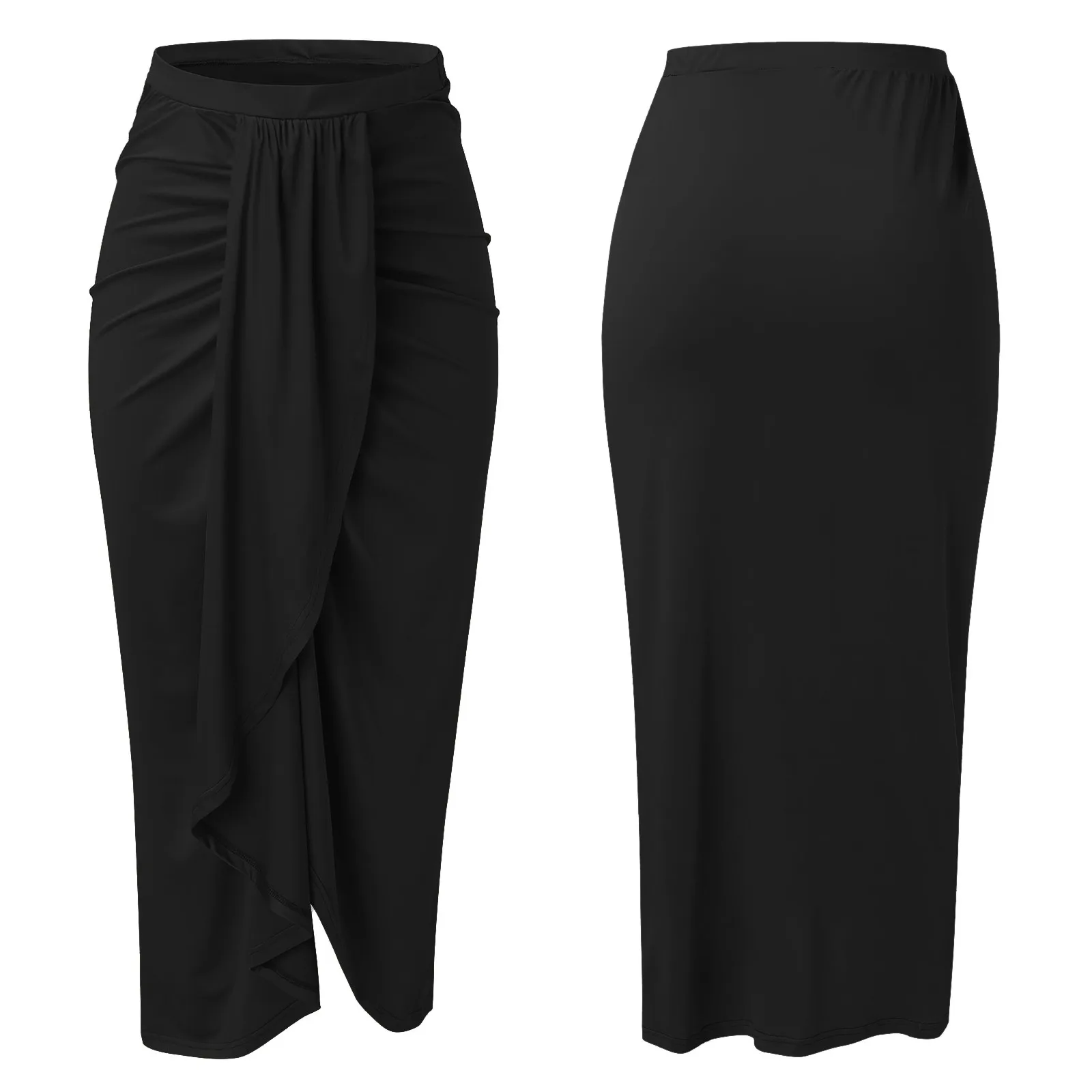 

Asymmetrical Maxi Skirt For Women Solid Draped Slit High Waist Skirts Women's Casual Wrap Hip Female Temperament Skirts