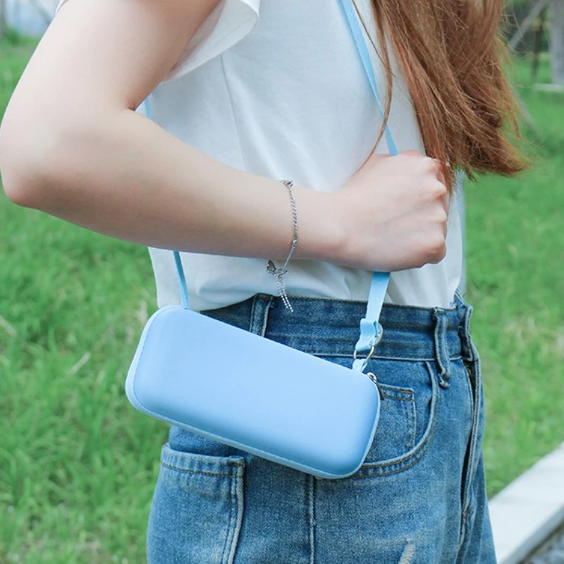 Macaron Color Sun Umbrella with Black Lining UPF 50+ UV Protection 6-Fold Portable Design with Strap & Storage Box (19 Inches)