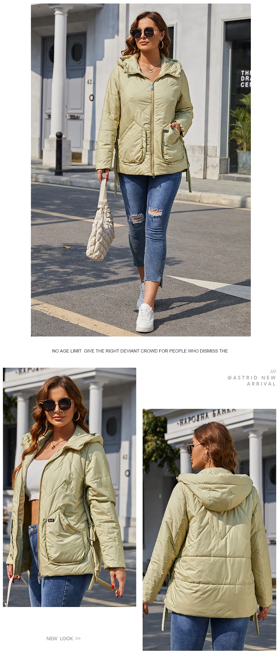 Astrid 2022 Spring Women Parkas Oversize Short Grey Padded Down Coats Hooded Women's Jacket Fashion Outerwear Quilted AM-10075