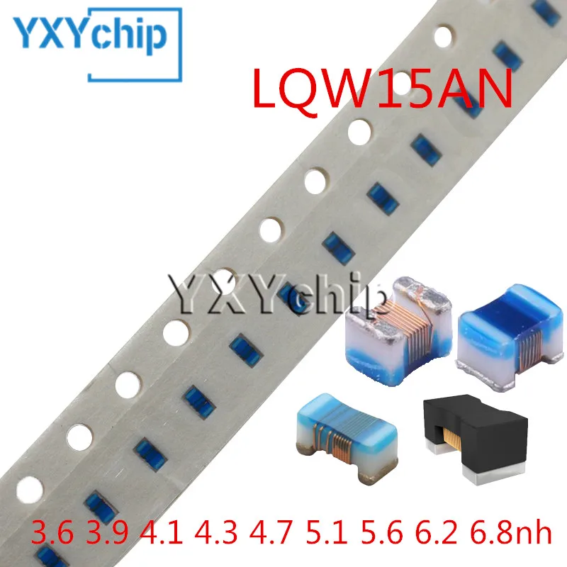 

50 шт., 0402 проволочный индуктор Smd 3.6nh 3.9nh 4.1nh 4.3nh 4.7nh 5.1nh 5.6nh 6.2nh 6.8nh Lqw15an