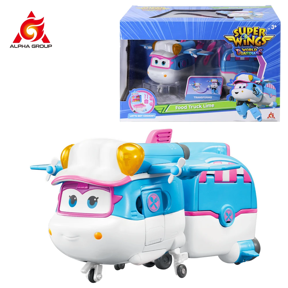 Super Wings Giocattolo Trasformabile Dizzy - Camion Rimorchio Con Elicottero Robot 18 Cm Per Bambini 3-5 Anni (Rosa) - 2