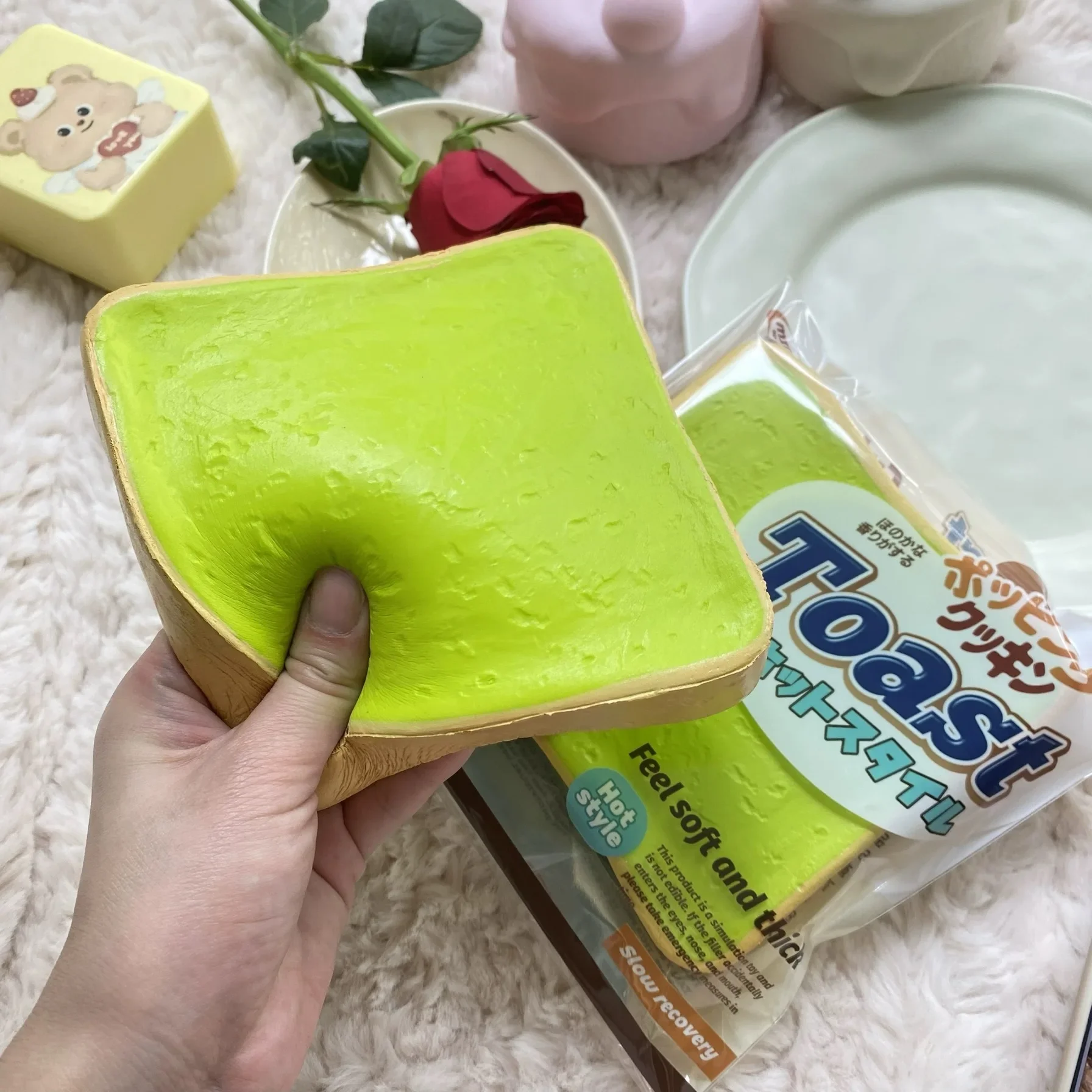 

Squishy Flavoured Sticky Toast Bread Slow Rising Tender Soft Melon Milk Toast Squeeze Toy Stress Release Hand Relax Gift