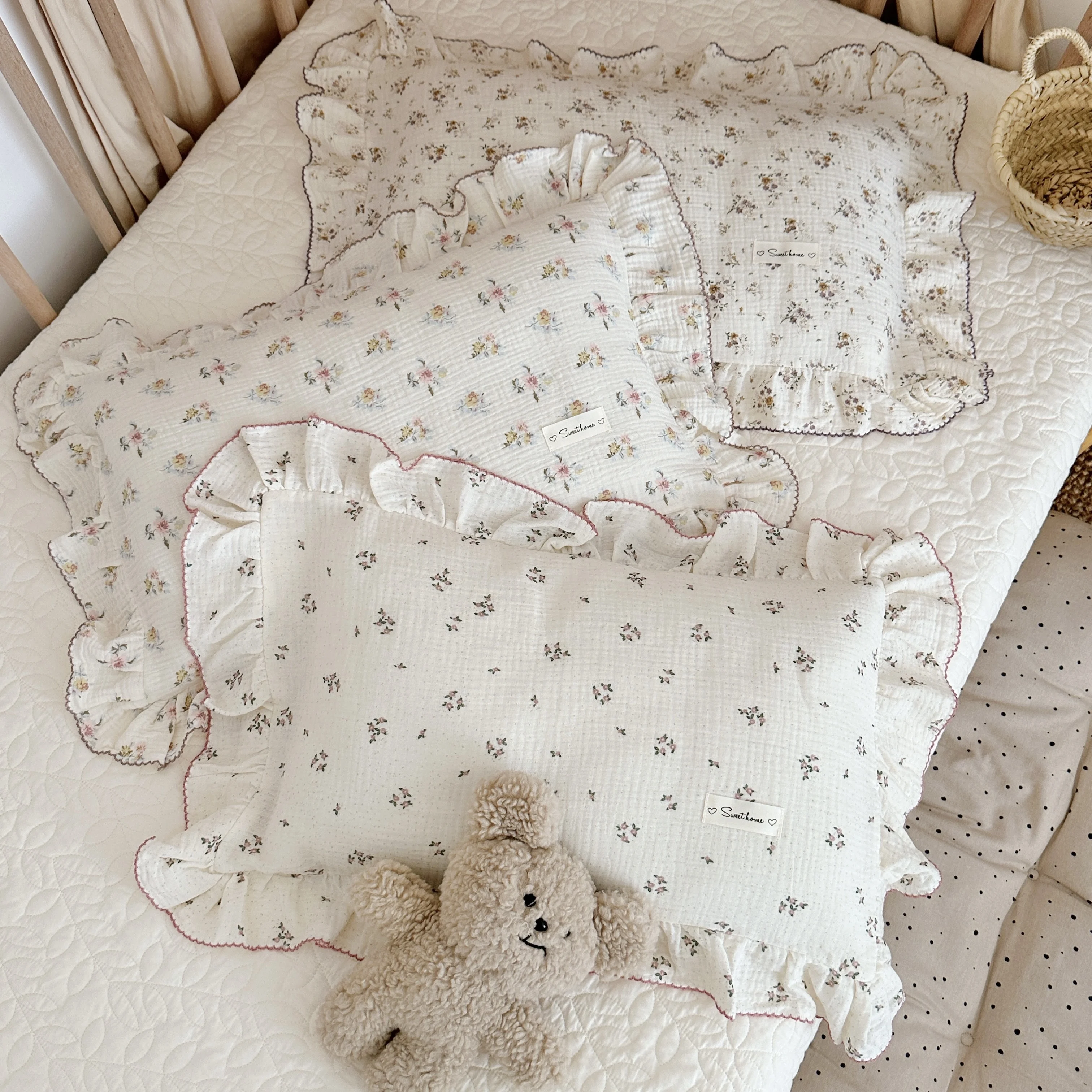 Baby Pillowcase Floral Cotton Muslin Newborn Pillow Case Pillow Cover for Baby baby pillowcase