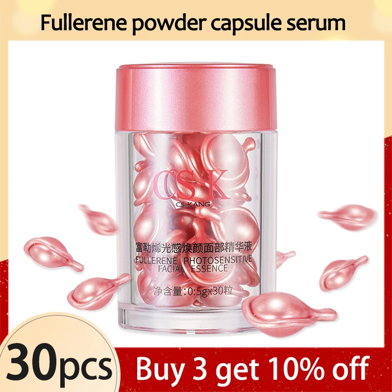 30/90Capsules Fullerene Anti-Aging Powder Capsule Face Serum Firming Fade Fine Lines Vitamin C Whitening Dark Spot Remover Skin vitamin e extract capsules anti wrinkle whitening cream ve serum facial freckle capsule korean makeup skin care 90pcs bottle