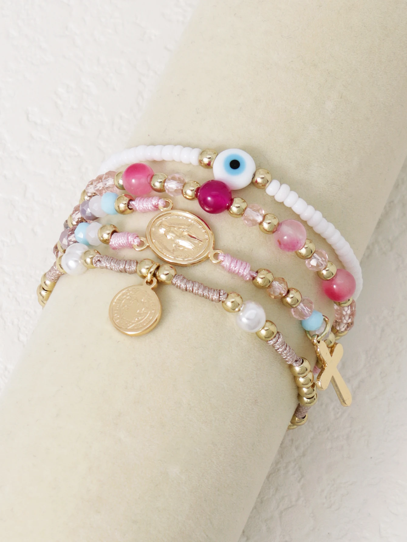 Creative Fashion Handmade Rope Devils Eye Beads Womens Bracelet Set
