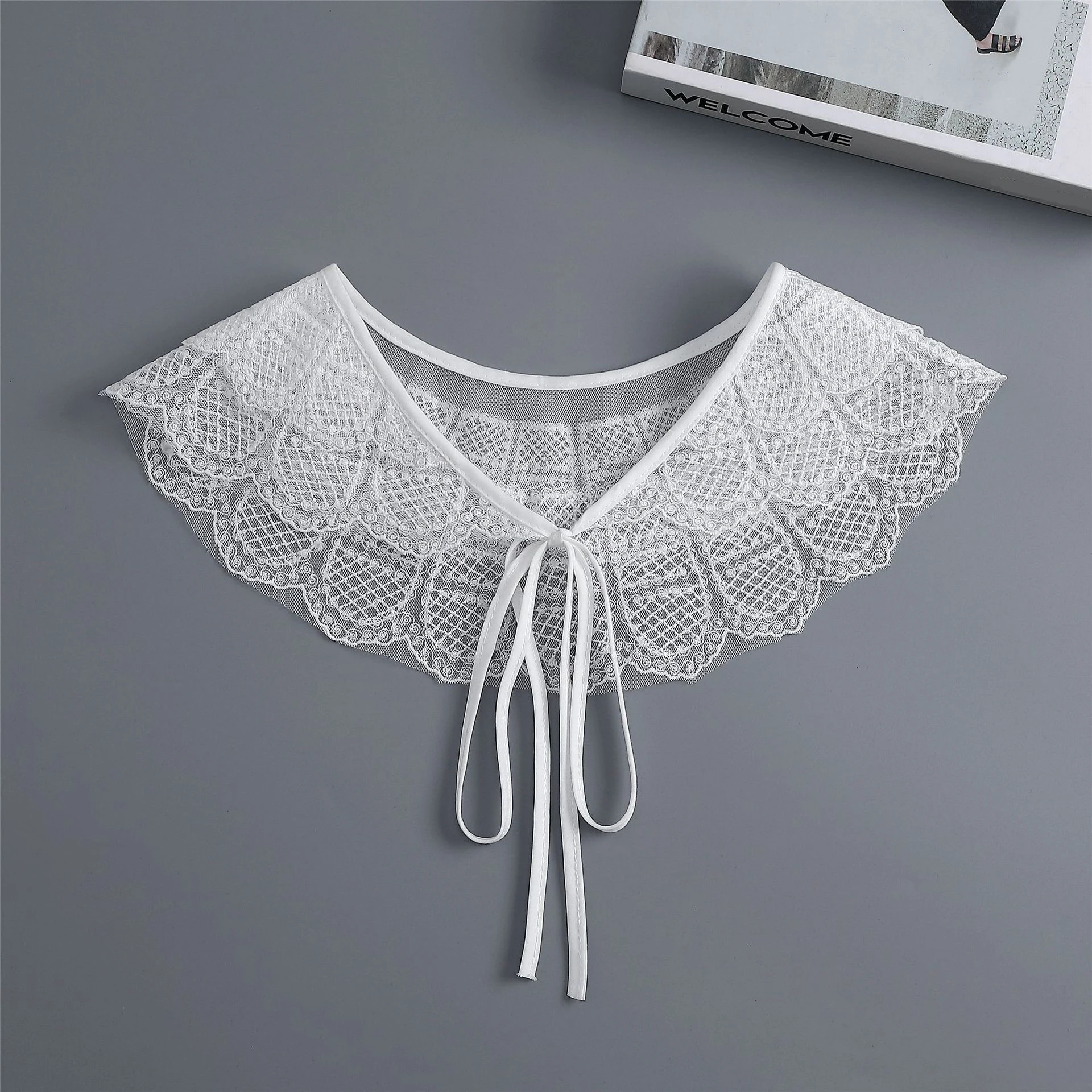 

White Shirt Detachable Collar Women Lapel Blouse Tops Fake Collar Decorative Female Adjustable Strap Bowknots False Collar