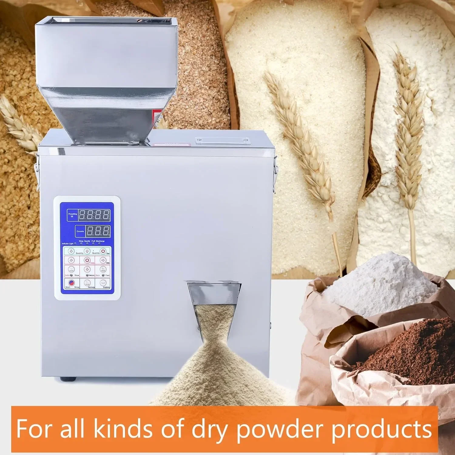 Powder Filling Machine Particle Filling Machine Automatic Powder Particle Dispenser for Flour Beans Glitter Filler 1-99/200/500G