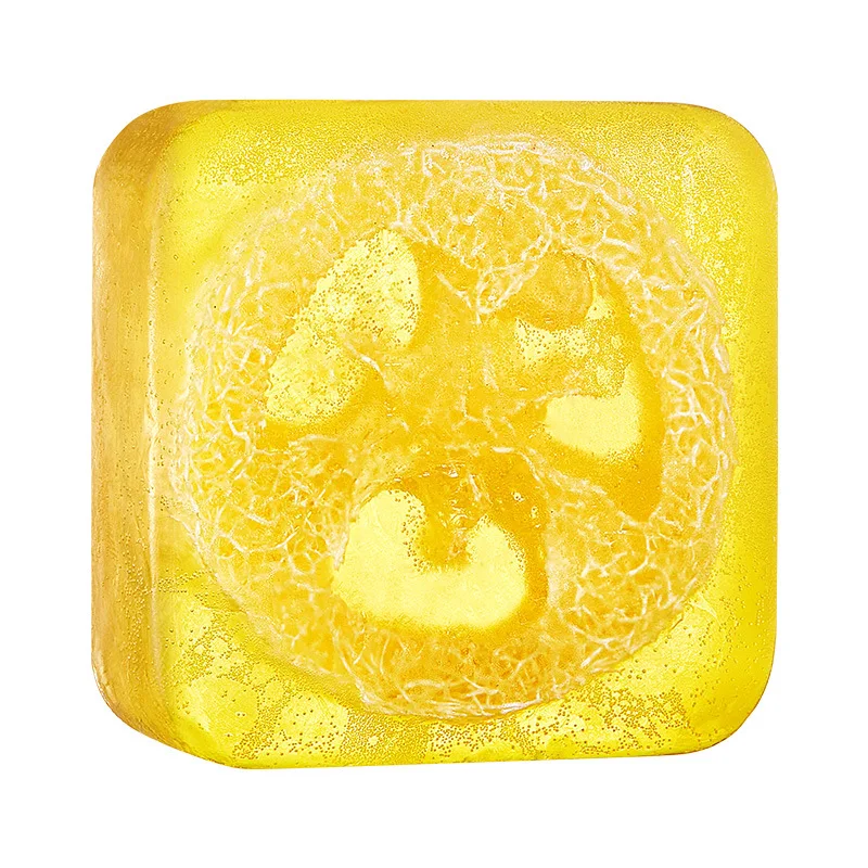 Lemon Loofah Essential Oil Soap Handcrafted Rose Sea Salt Cleansing Bath Soap Exfoliating Skincare Soap