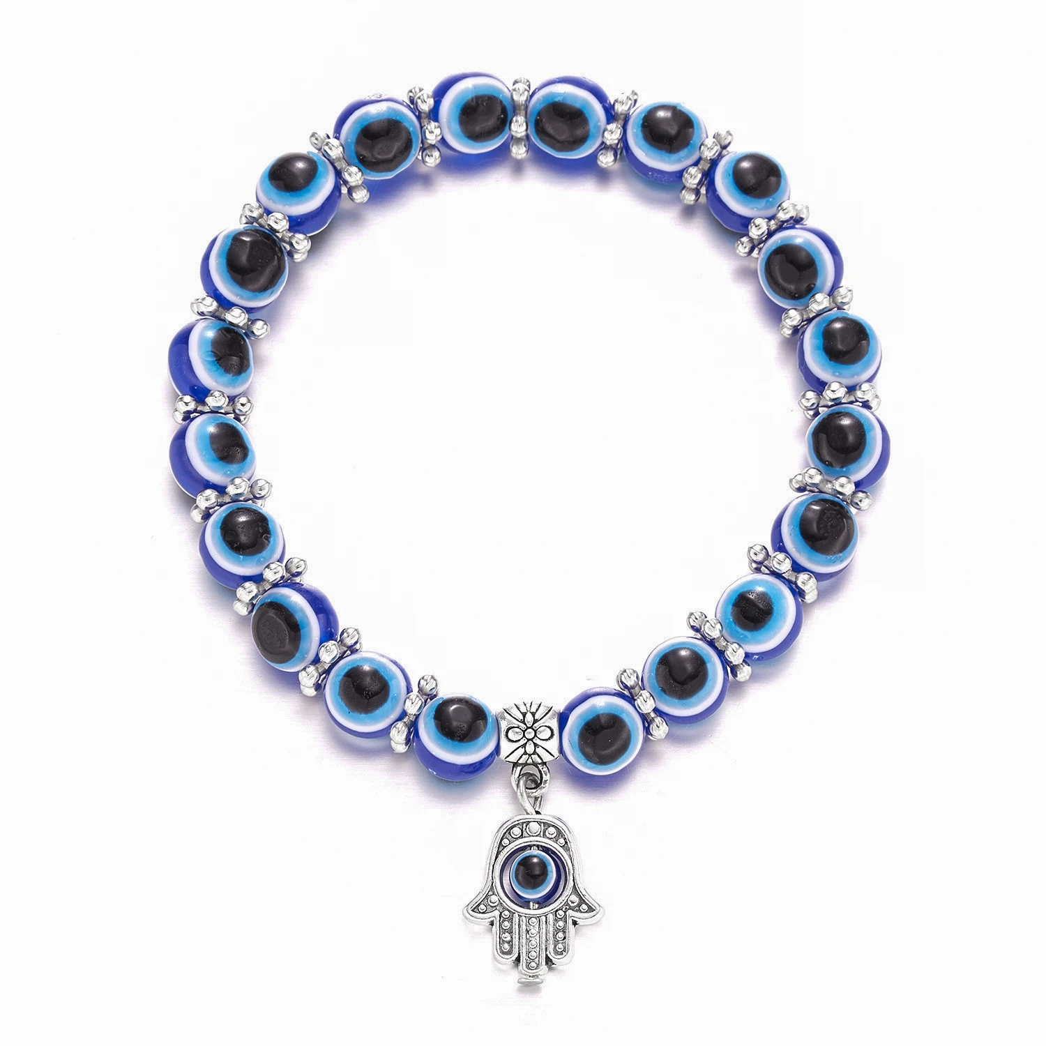 Evil Eye Bracelet Hand of Fatima Turkey Thousand Eyes Handmade Women's Resins Bead Bangle Elastic Bracelets Jewelry
