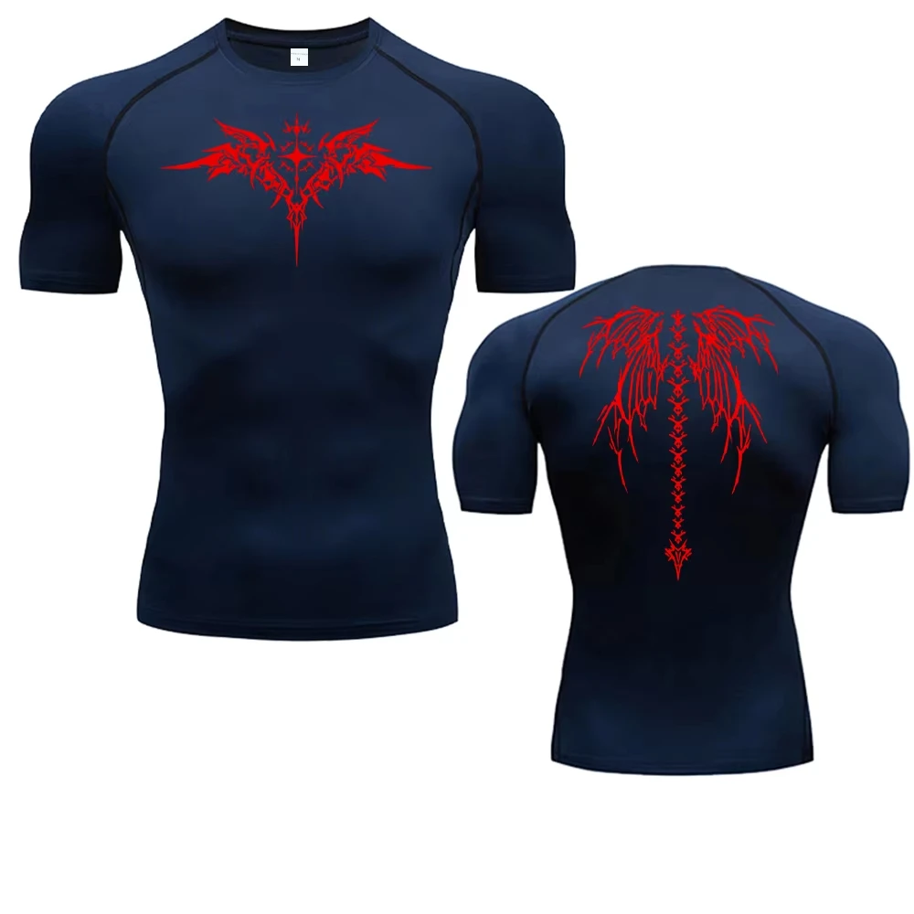 Anime Print Kompression Shirt Herren Lauf T-Shirt Schnell Trocknend Fitness Sportswear Gym Sport Kurzarm Atmungsaktive Tops – Detail 6