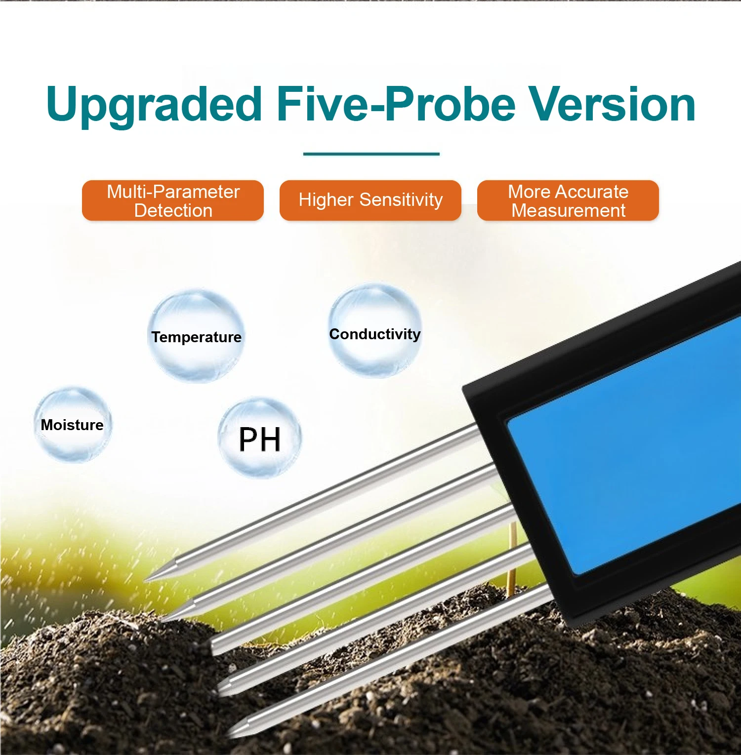 IP68 7 in 1 Soil Moisture pH EC Temperature NPK Sensor with RS485 4-20mA 0-5V 0-