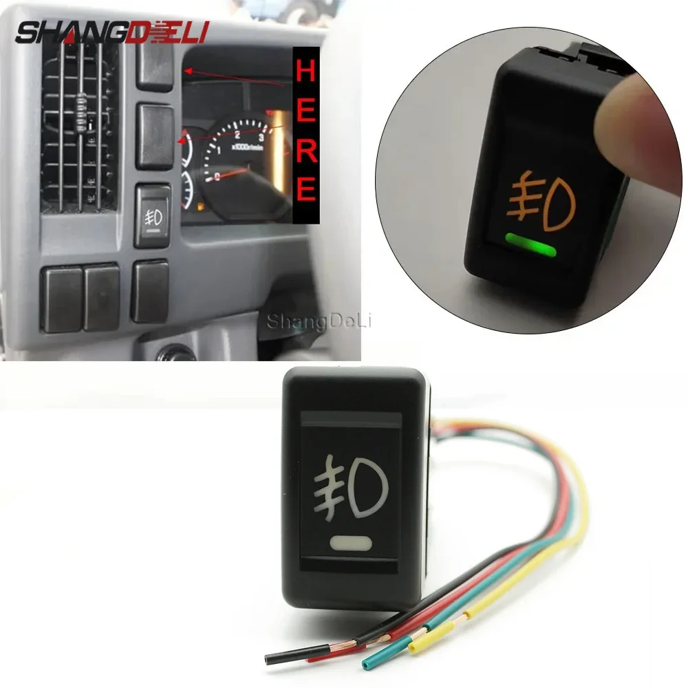 1PC LED Light Switch Car Front Fog Lamp Switch Push Button With