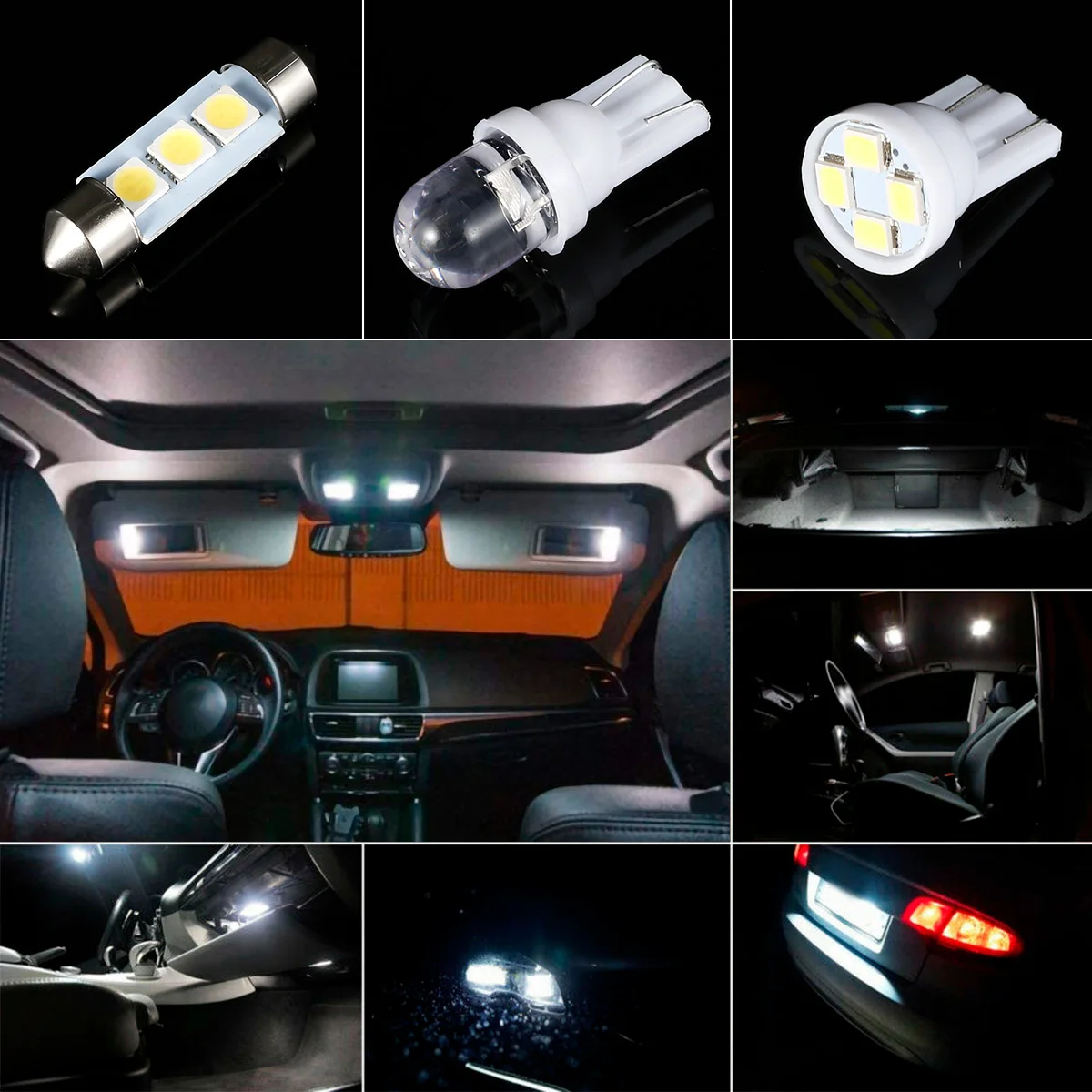 42Pcs LED Car Interior Lights T10 6000K SMD LED Replacement License Plate/Reading Light Bulbs Xenon White Interior Light Bulbs