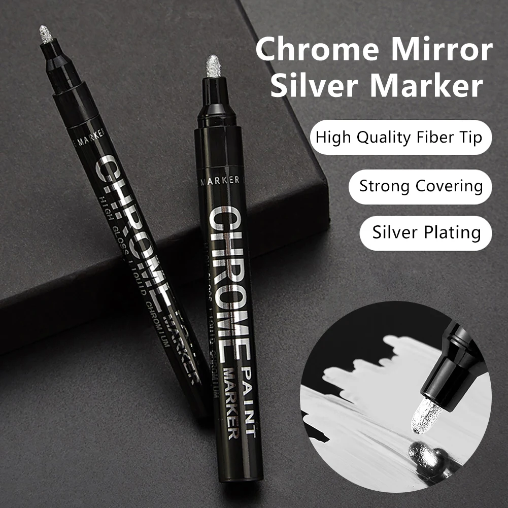 0.7/1/3mm Electroplating Chrome Mirror Marker Silver Liquid Hand-repair Chrome-plated Metal Waterproof Pen Craftwork Paint Pen mirror marker pens paint marker pen paint pen art marker pen marker pens markers pen