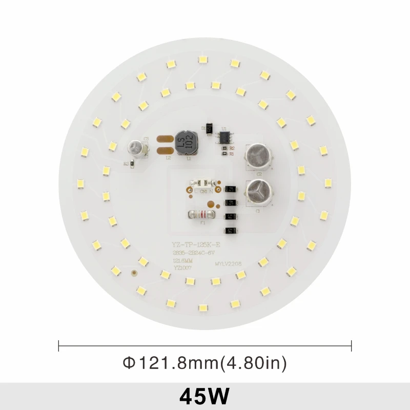 Chip LED de 55 W, 45 W, 38 W, 28 W, 18 W, 14 W, 10 W, 5 W, bombillas DOB redondas, 2835SMD, CA 220 V, sin parpadeo, chips de bombilla, lámpara de iluminación