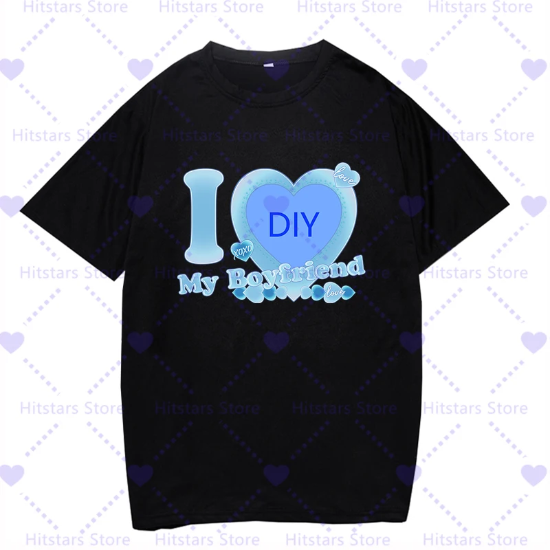 

I Love My Boyfriend Girlfriend Customize Picture Tshirt DIY CUSTOMIZE Print Couple T Shirt Custom Graphic Women Men Gift T-shirt