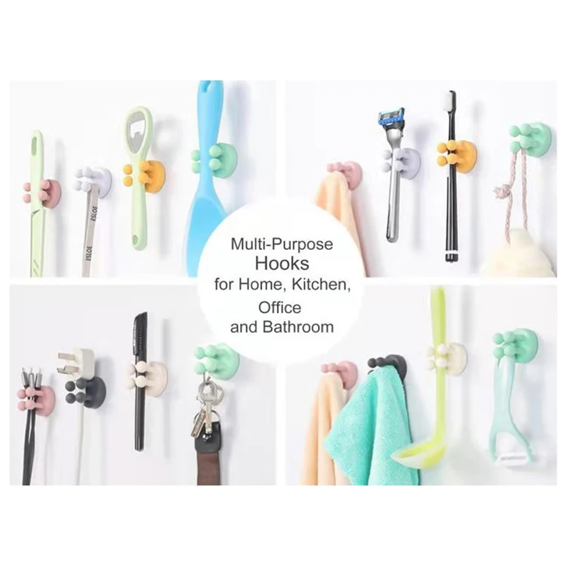 Razor Holder 6/1pcs Punch Free Silicone Hook For Bathroom Storage Wall Shaving Shaver Shelf Toothbrush Holders Organization