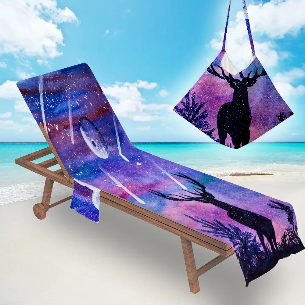 

Starry Animal Printed Beach Lounge Chair Cover Soft Towels Outdoor Portable Garden Swim Pool Sunbath Lazy Chair Mat With Pocket