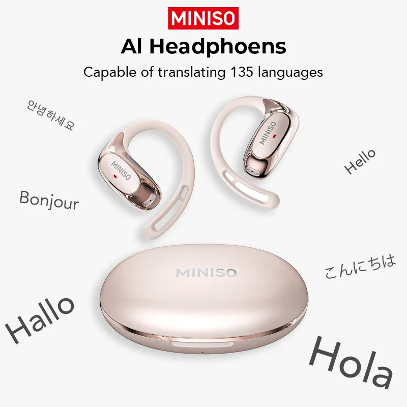Rose Gold Miniso Headphone With Mic MINISO HIFI METAL TYPE-C IN