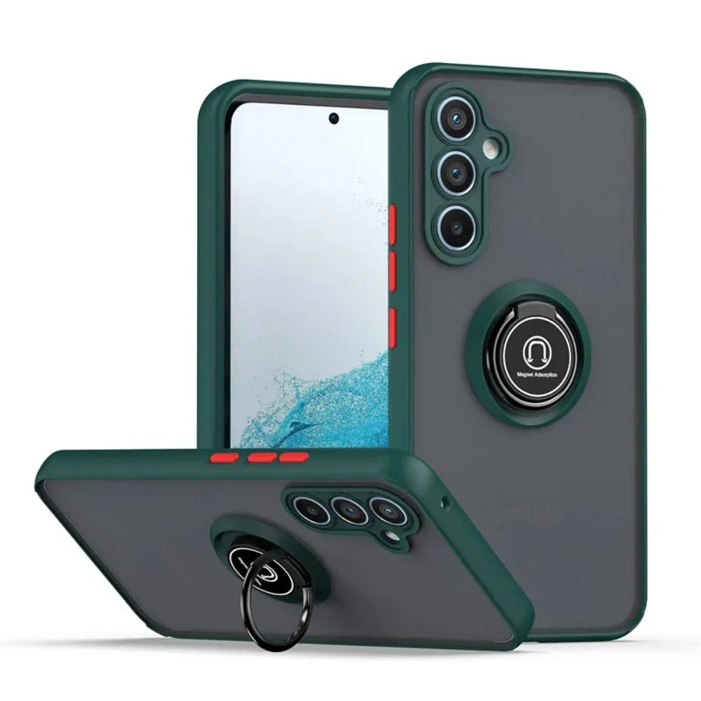 Enhanced Magnetic Ring Holder Armor Case - Frosted Hard Protective Cover