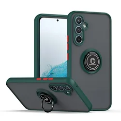 Enhanced Magnetic Ring Holder Armor Case - Frosted Hard Protective Cover for Galaxy A56 5G (QY - Dark Green)