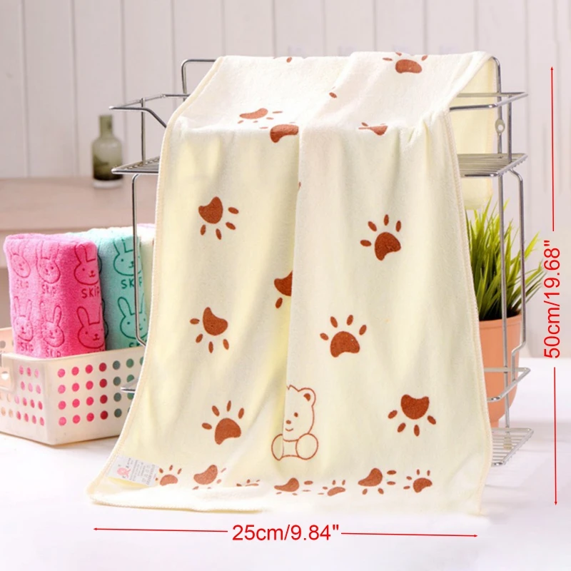 Cute Baby Cartoon Animal Heart Print Bath Towel Absorbent Drying Swimwear Cotton Towels