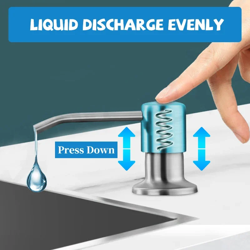 Stainless Steel Liquid Soap Dispenser Pump 1/2PCS Kitchen Sink Hand Pressure Liquid Dispenser Kitchen Hardware Accessories