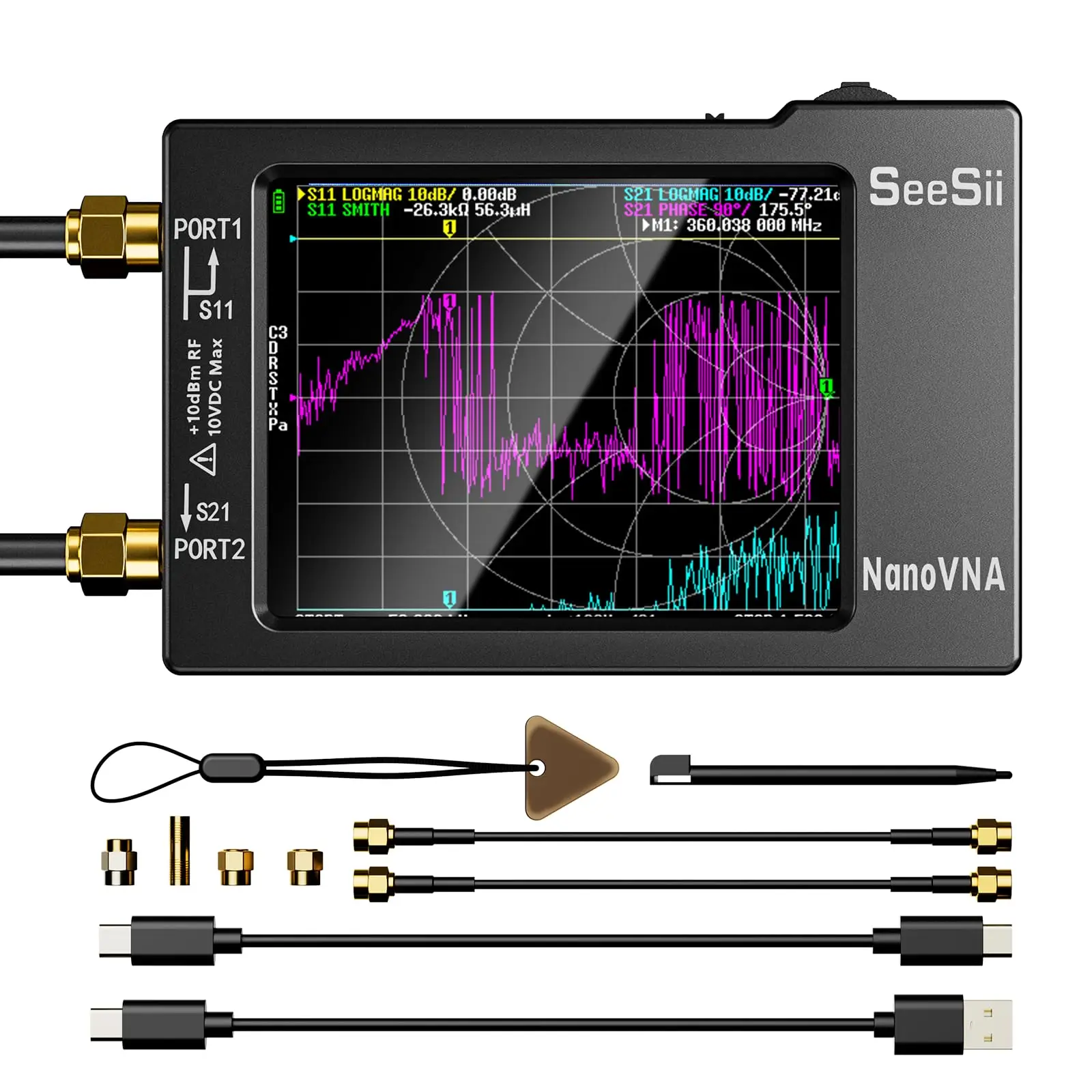 NanoVNA-H Vector Network Antenna Analyzer 10KHz-1.5GHz MF HF VHF UHF Spectrum Analyzer Nano vna Digital VNA-H Tester