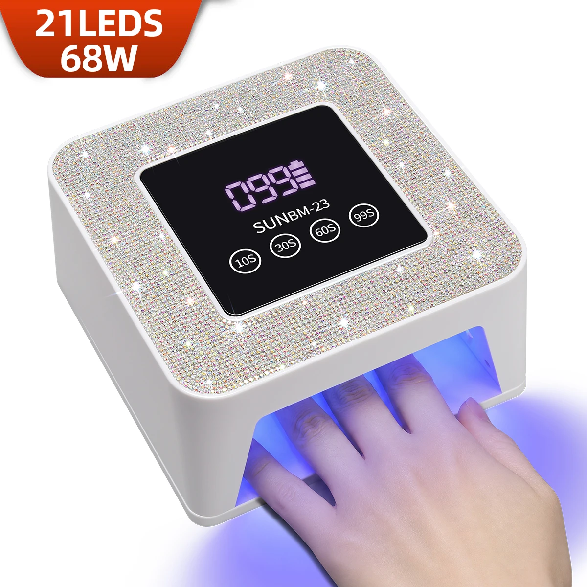 68W 전문가용 충전식 UV LED 네일 램프 21LED 무선 UV 네일 드라이..