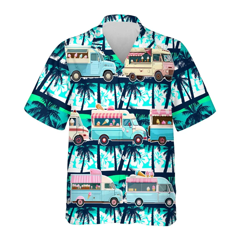 thumbnail image 1 of Camisa hawaiana con estampado 3D de helado abstracto para hombre, camisas hawaianas con estampado de paletas de dibujos animados, blusas casuales holgadas, blusas de manga corta, 1 of 4