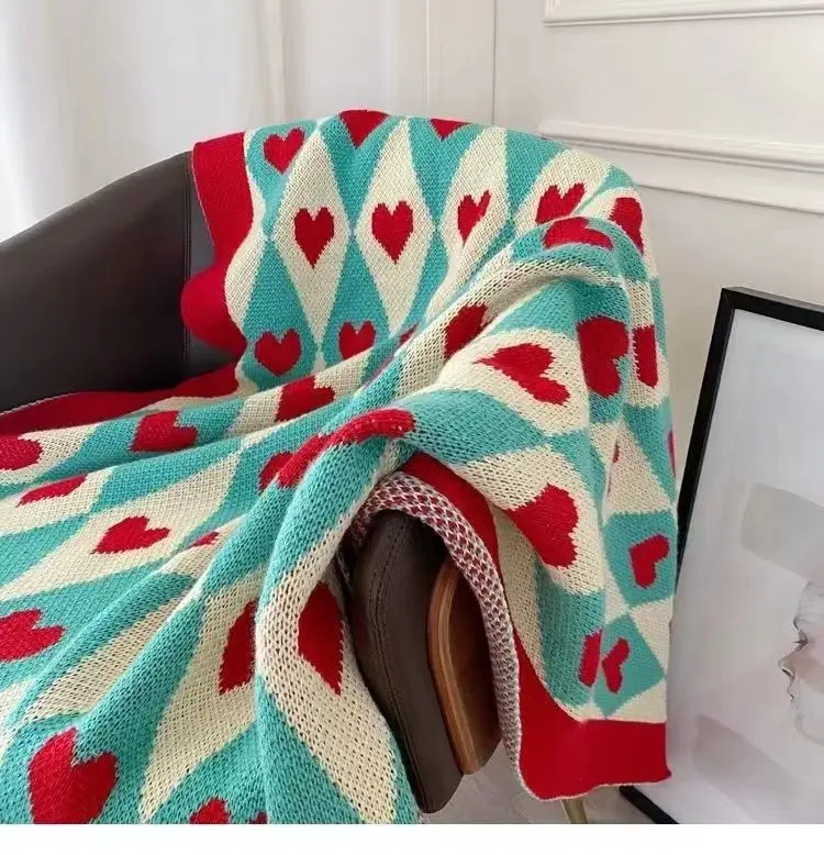 Wonderland Love Heart Knitted Blankets Bohemian Plaid Throw Blanket Sofa Cover Leisure Bed Cover Blanket Bedspread 4